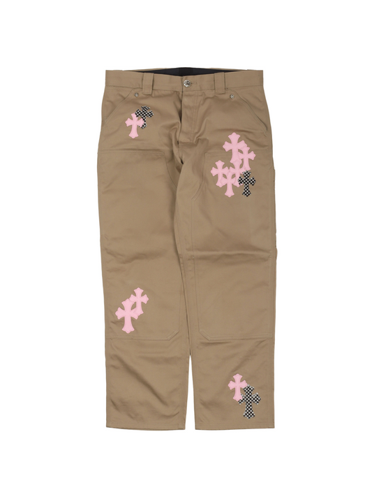 Chrome Hearts Pink & Checkered Cross Carpenter Pants