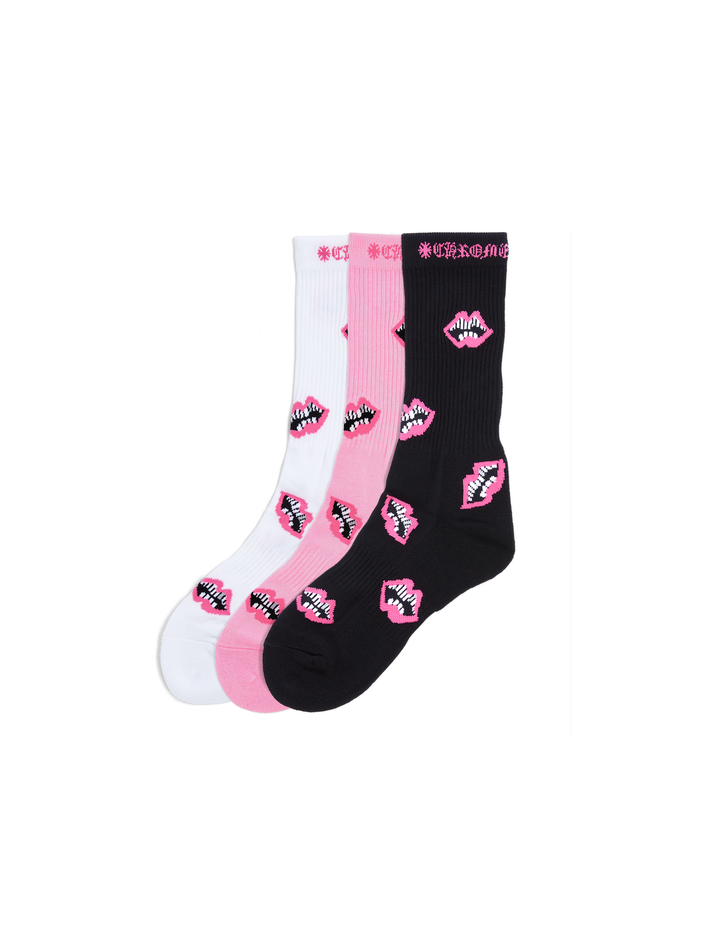 Chrome Hearts Chomper Socks Pink / White / Black