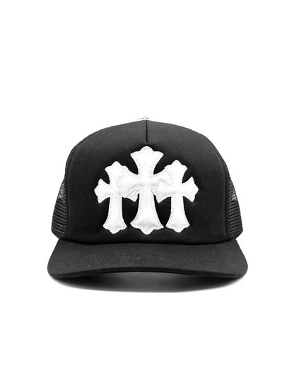 Chrome Hearts Triple White Cross Patch Baseball Cap Black