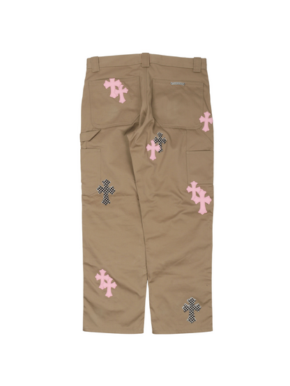 Chrome Hearts Pink & Checkered Cross Carpenter Pants