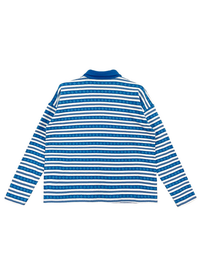 Chrome Hearts Blue Script Logo Long Sleeve Polo