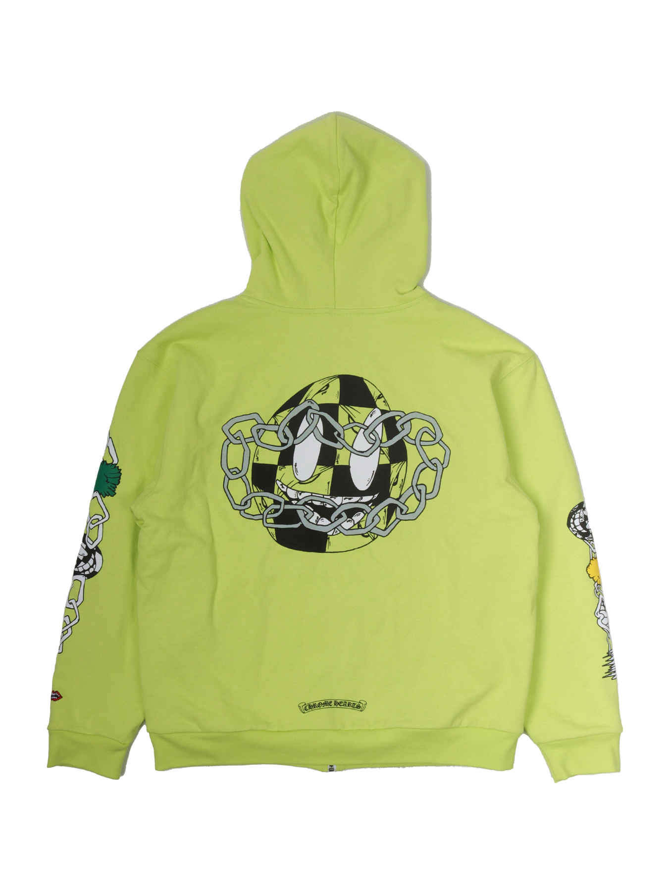 Chrome Hearts Matty Boy Thermal Lined Lime Green Zip Hoodie