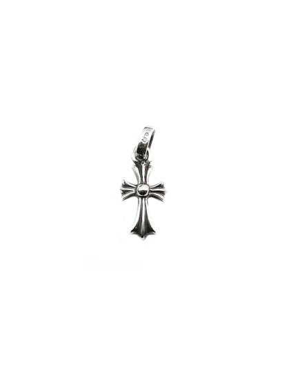 Chrome Hearts White Diamond Baby Fat Tiny Cross Silver Pendant
