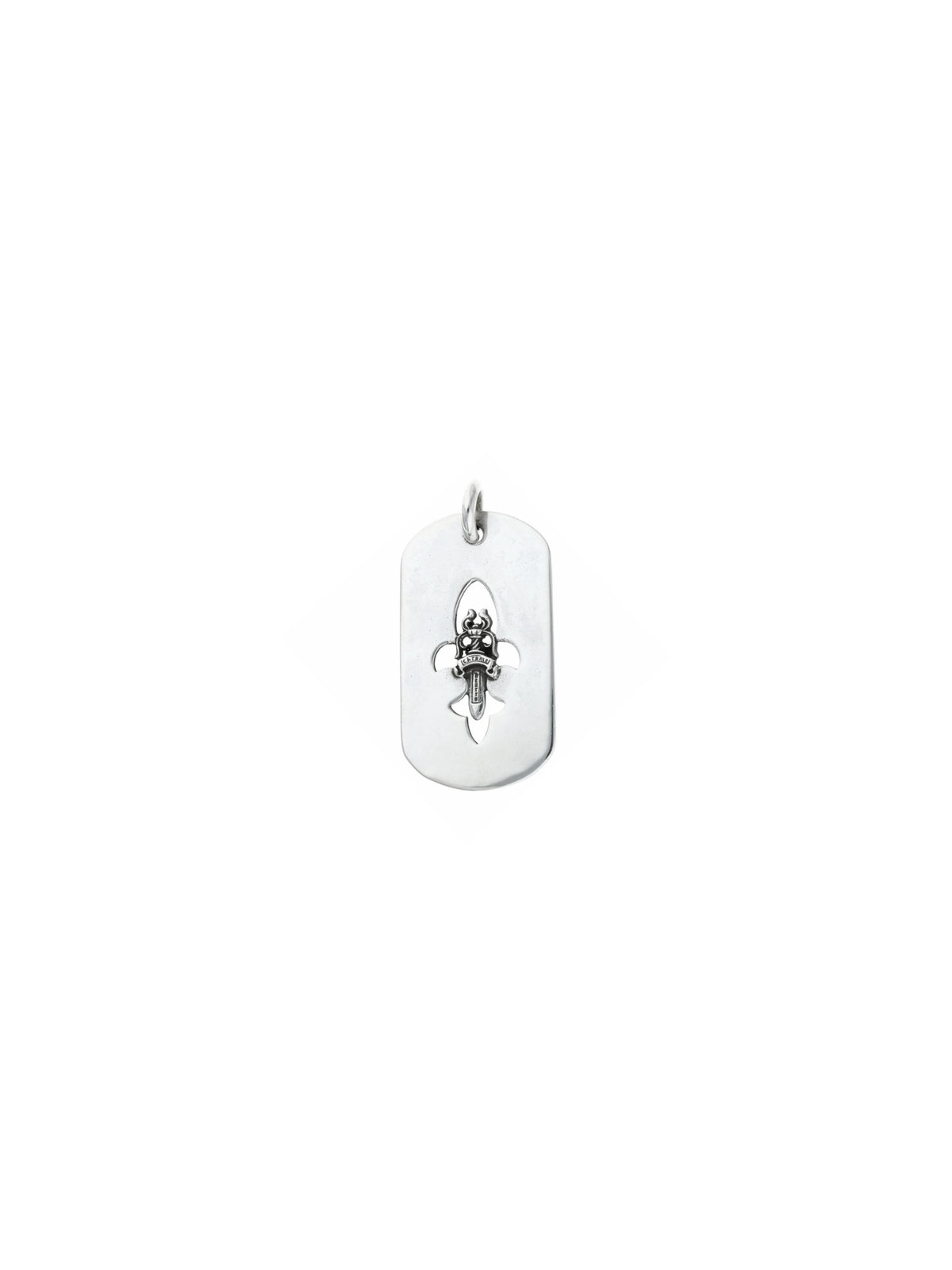 Chrome Hearts Cross Cut Out with Dagger Dog Tag Pendant Large Silver