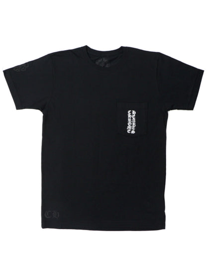 Chrome Hearts White Scroll Logo Black Cemetery Cross Back Tee Black