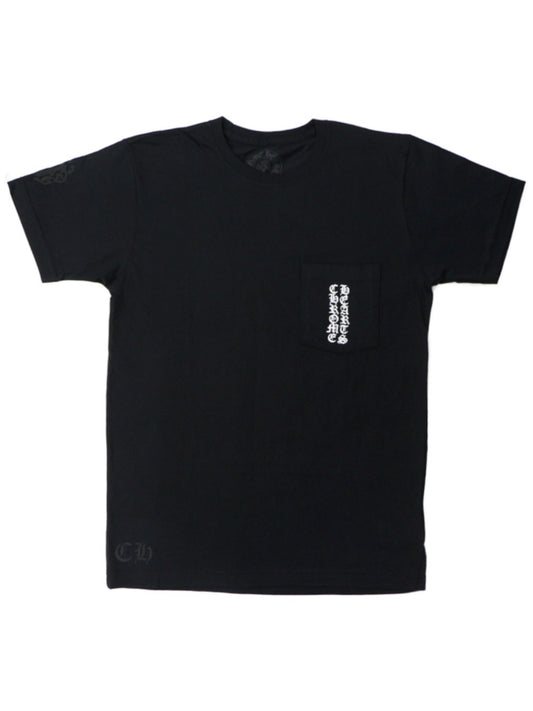 Chrome Hearts White Scroll Logo Black Cemetery Cross Back Tee Black