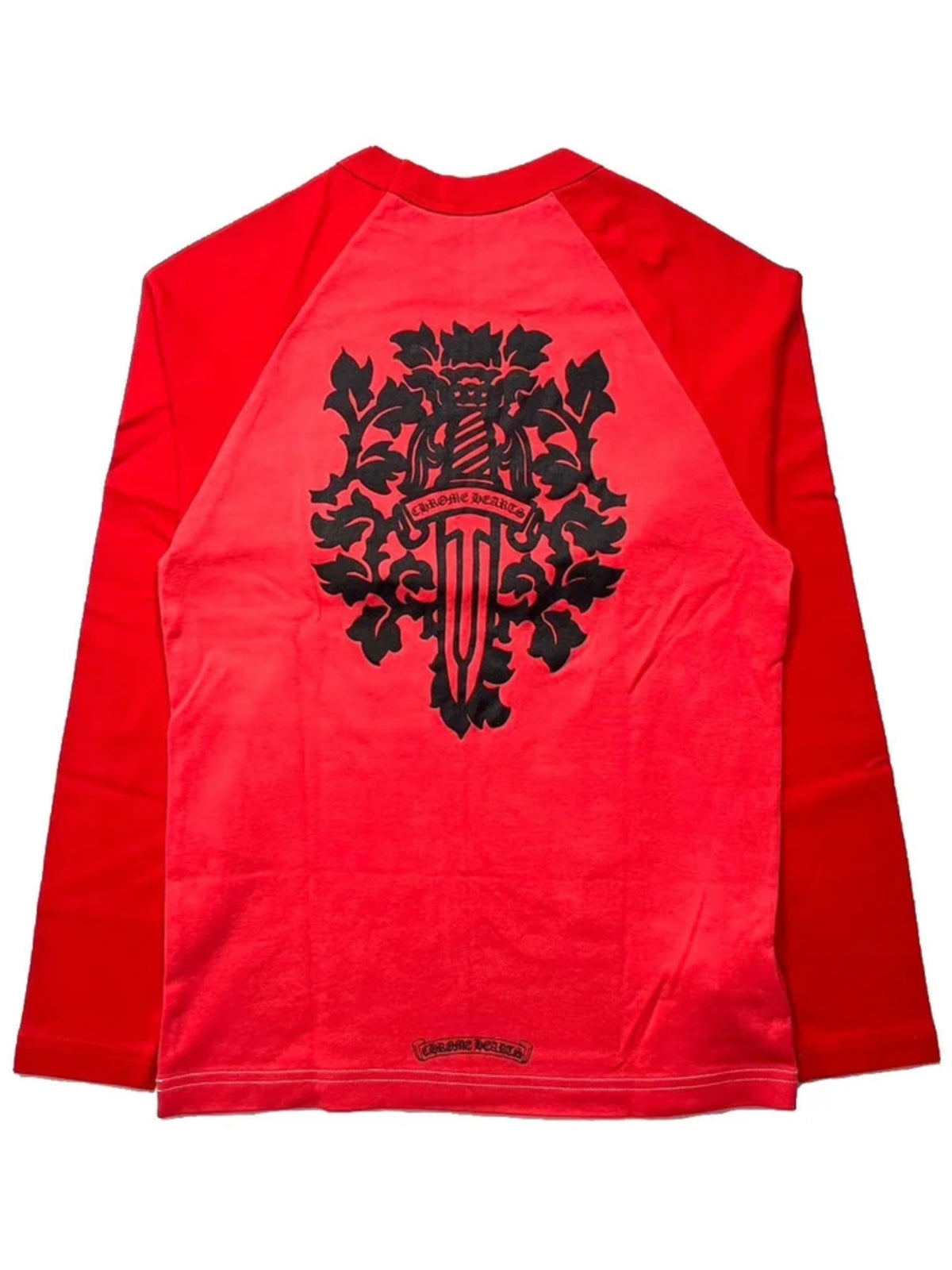 Chrome Hearts Black Dagger Logo Baseball LS Tee Red