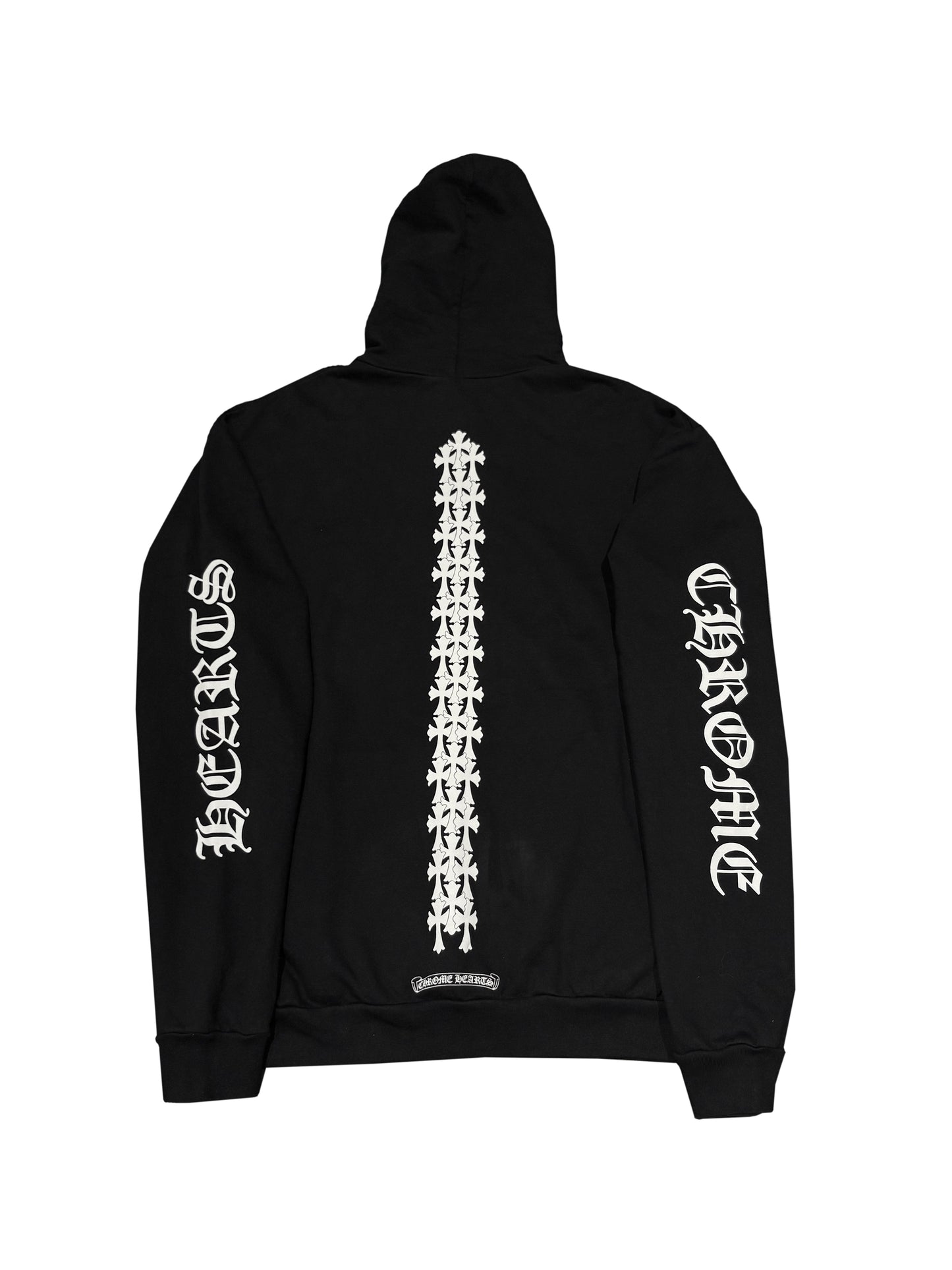 Chrome Hearts Script Sleeve Cemetery Cross Tire Tracks Back Hoodie Black XL C119059895-Used