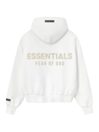 Essentials 25FW Womens Classic Fit Fleece Zip-Up Hoodie Cloud White