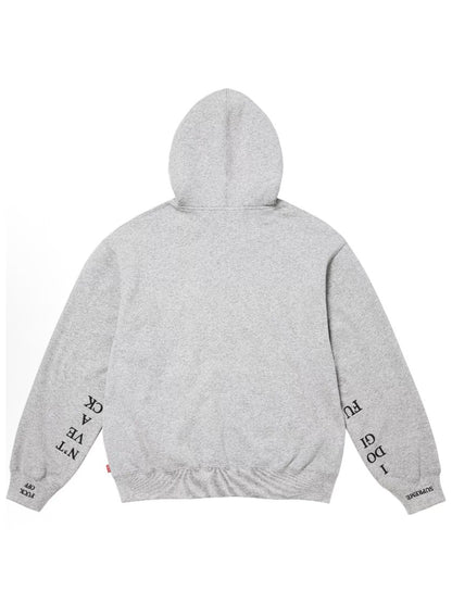 Supreme IDGAF Zip Up Hoodie Grey