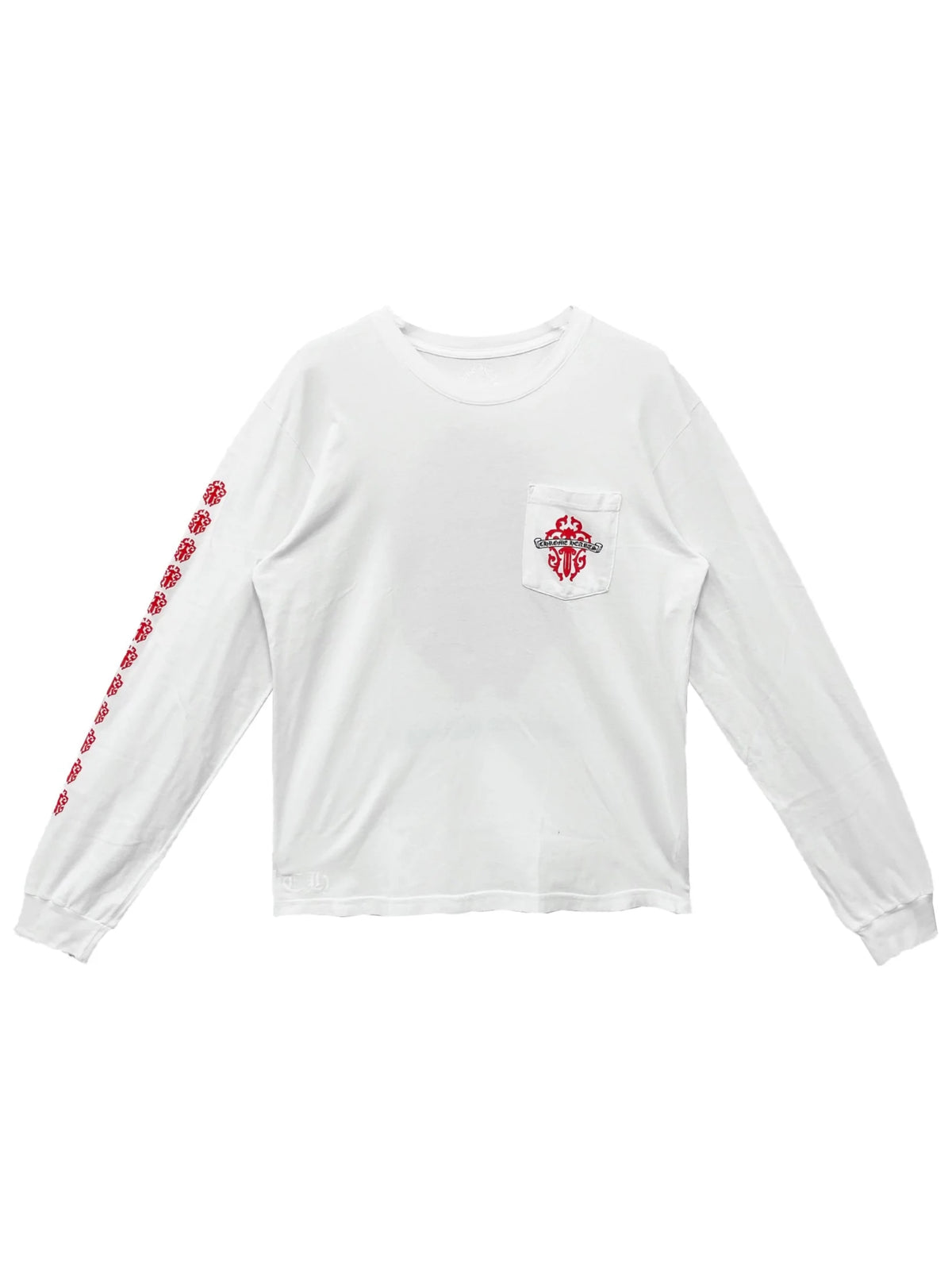 Chrome Hearts Red Vine Dagger Sleeve Front and Back LS Tee White