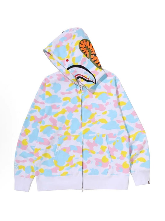 Bape New Multi Camo Baby Milo Regular Fit Full Zip Hoodie White