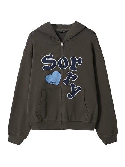 KiJun SORRY Zip-Up Hoodie Charcoal