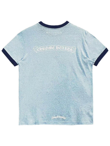 Chrome Hearts Horseshoe Logo Baby Blue Short Sleeve Tee