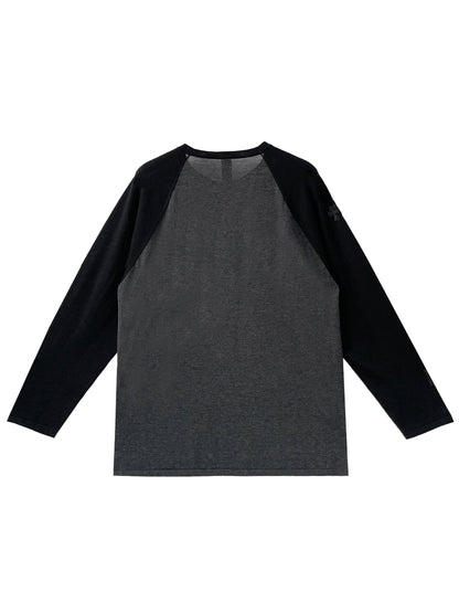Chrome Hearts Mixed Emotions CH Logo Embroidered Triple Cross Patched on Sleeve Raglan Two Tone Knit LS Sleeve Dark Grey