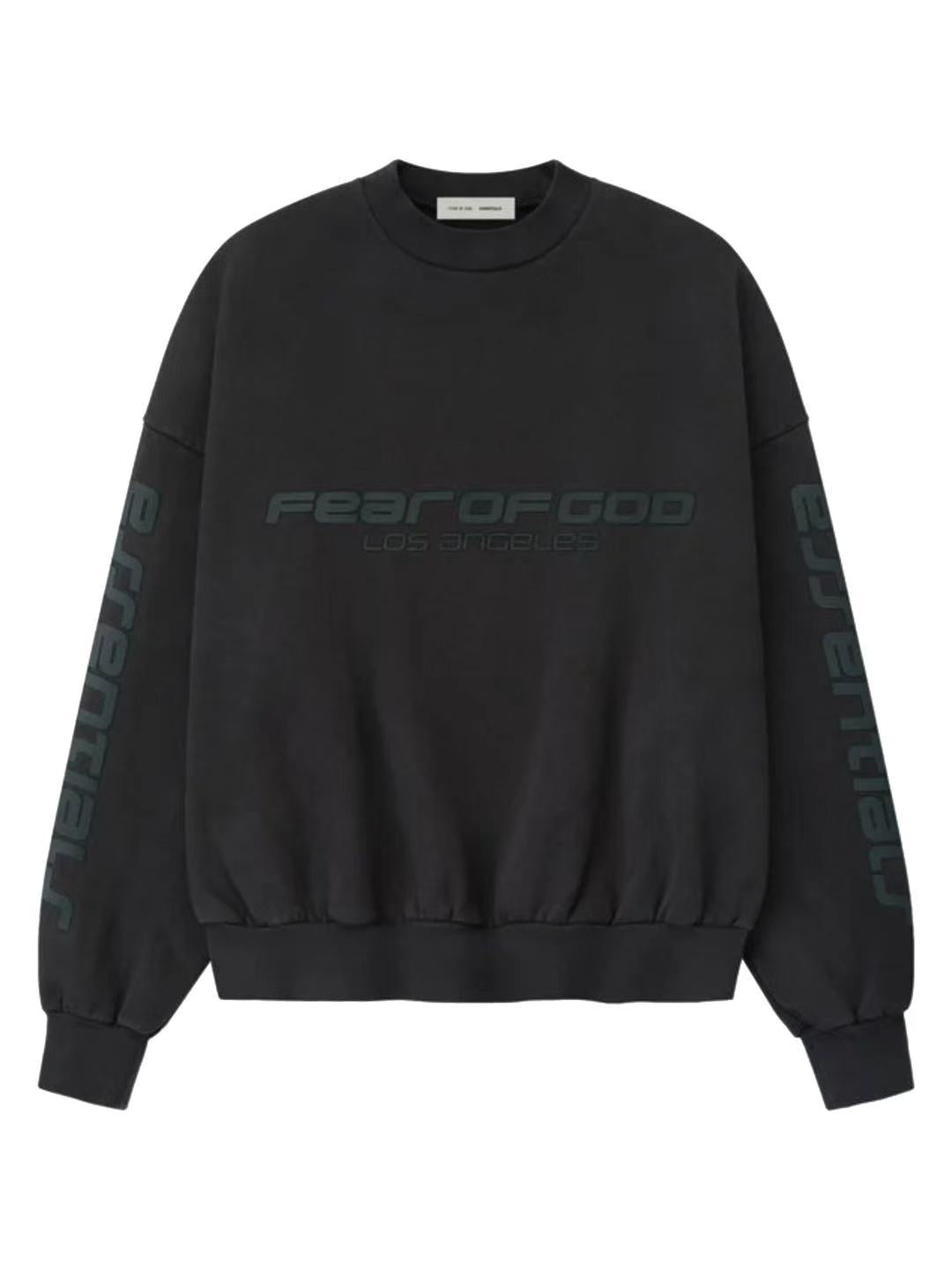 Essentials 25 Holiday Los Angeles Heavy Fleece Cropped Crewneck Vintage Black