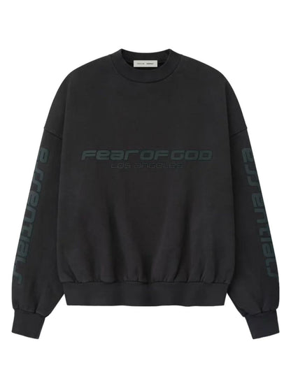 Essentials 25 Holiday Los Angeles Heavy Fleece Cropped Crewneck Vintage Black
