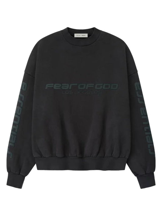 Essentials 25 Holiday Los Angeles Heavy Fleece Cropped Crewneck Vintage Black