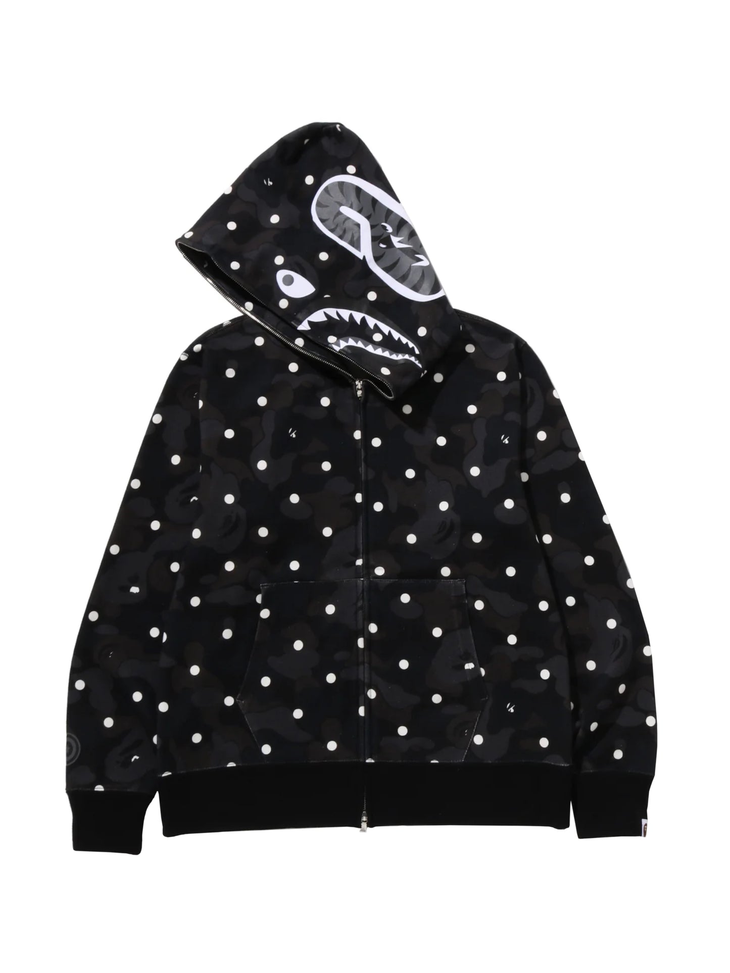 Bape ABC Dot Camo Shark Full Zip Hoodie Black