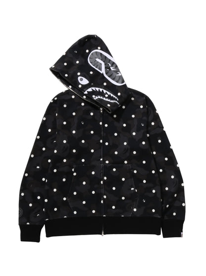 Bape ABC Dot Camo Shark Full Zip Hoodie Black