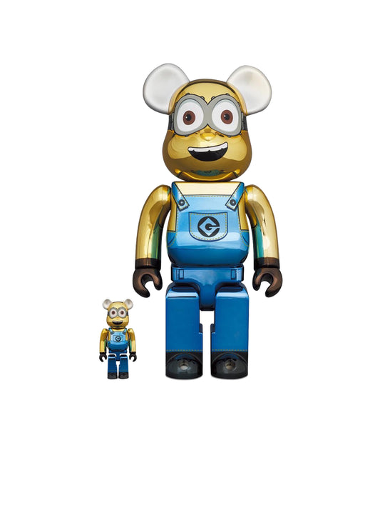 Bearbrick Minions Dave 100% & 400% Set Chrome