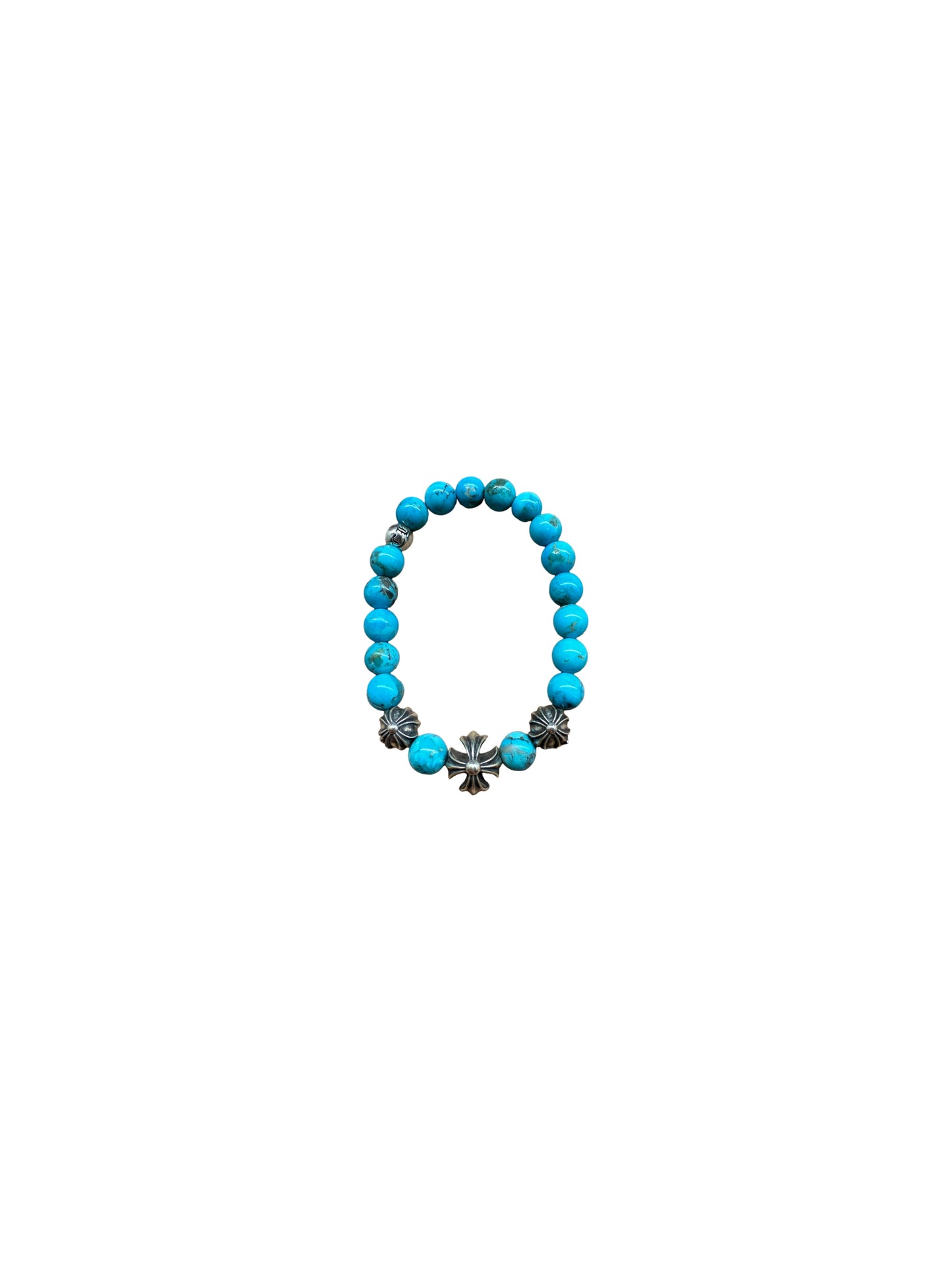 Chrome Hearts 6mm Turquoise Bead Bracelet with 4 Silver Balls