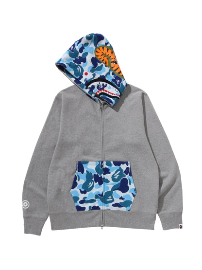 Bape ABC Blue Camo Shark Full Zip Hoodie Grey