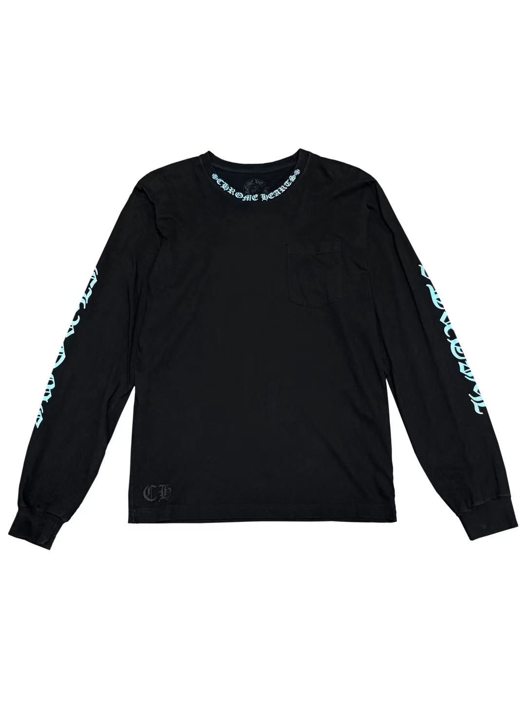 Chrome Hearts Blue Neck Script Logo Sleeve Logo LS Tee Black L C118343760-Used