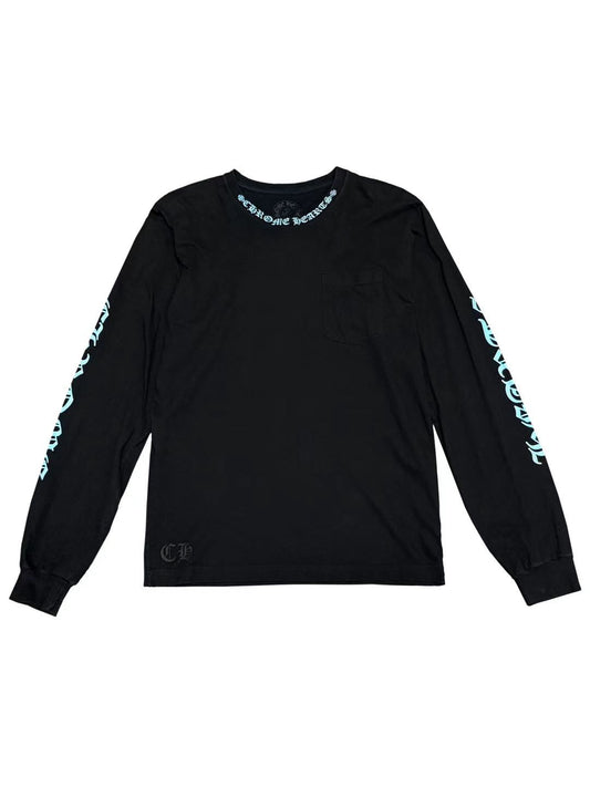 Chrome Hearts Blue Neck Script Logo Sleeve Logo LS Tee Black L C118343760-Used