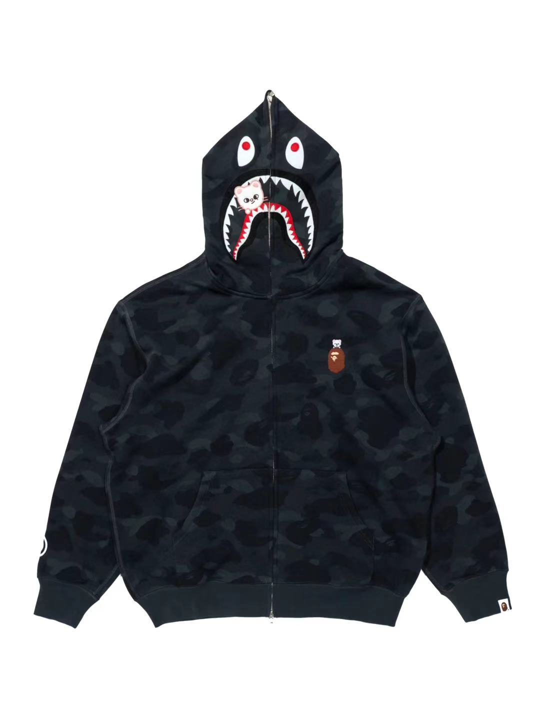 Bape x Straykids Jiniret Shark Full Zip Hoodie Black