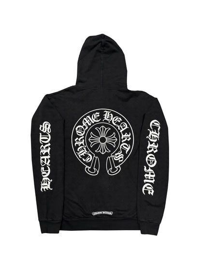 Chrome Hearts Vertical Logo Full Graphic Printed Hoodie Black Size S C118466621-Used