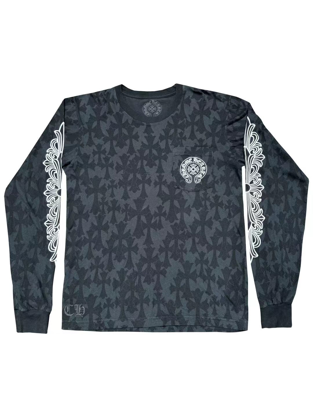 Chrome Hearts Cemetery Monogram Floral Sleeve LS Tee Black M C2255889-Used
