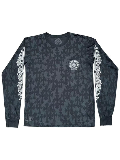 Chrome Hearts Cemetery Monogram Floral Sleeve LS Tee Black M C2255889-Used