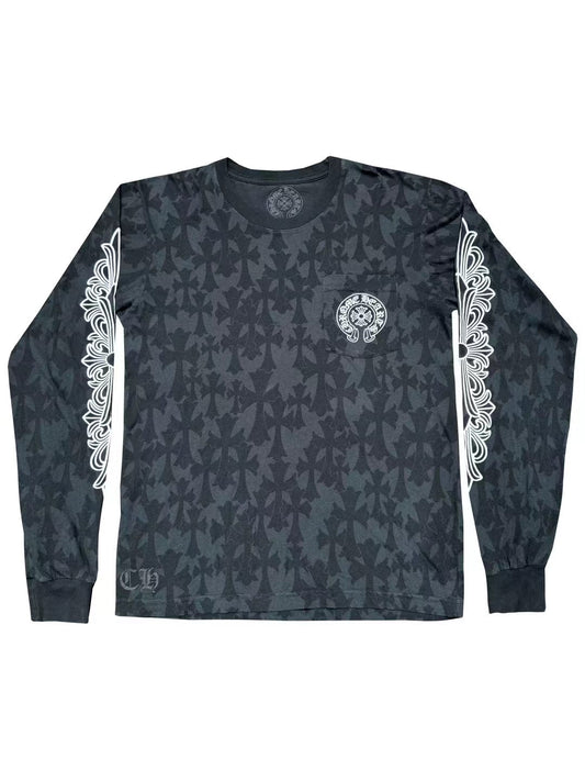 Chrome Hearts Cemetery Monogram Floral Sleeve LS Tee Black M C2255889-Used