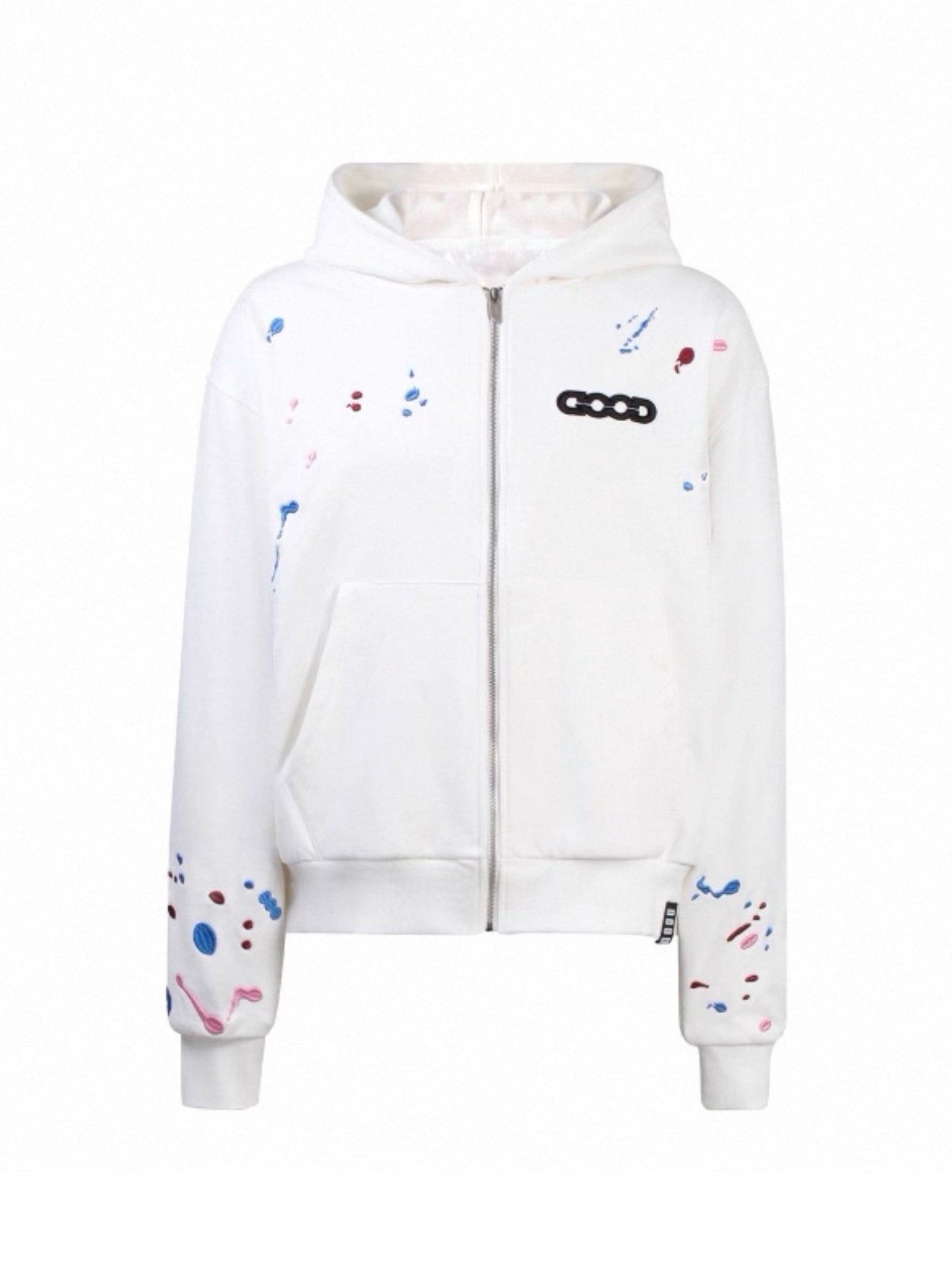 GODD BRAND Candy Splash Painted Zip Hoodie White