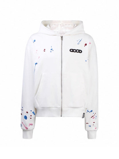 GODD BRAND Candy Splash Painted Zip Hoodie White