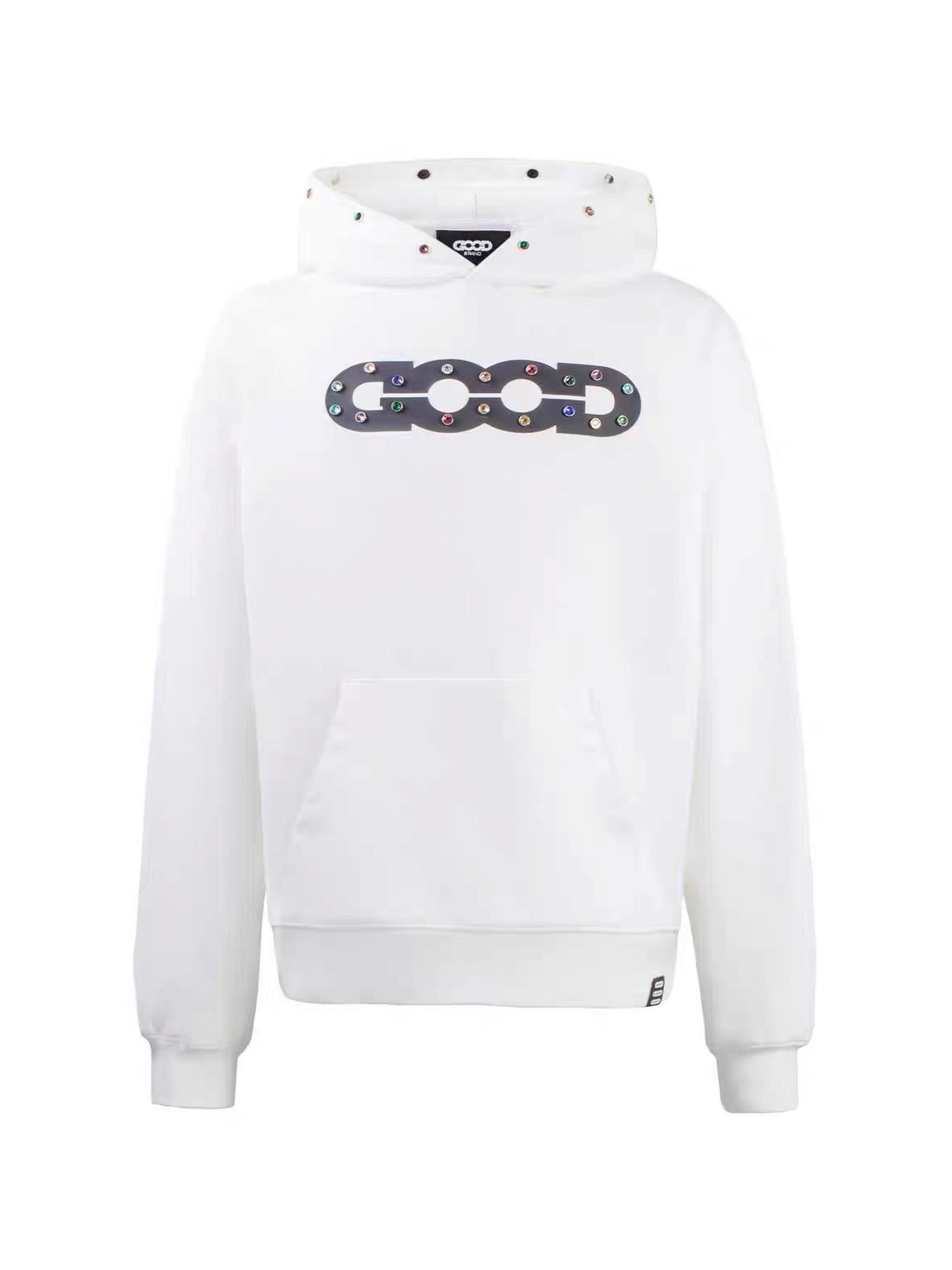 GODD BRAND Rainbow Rhinestone Hoodie White