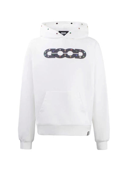 GODD BRAND Rainbow Rhinestone Hoodie White