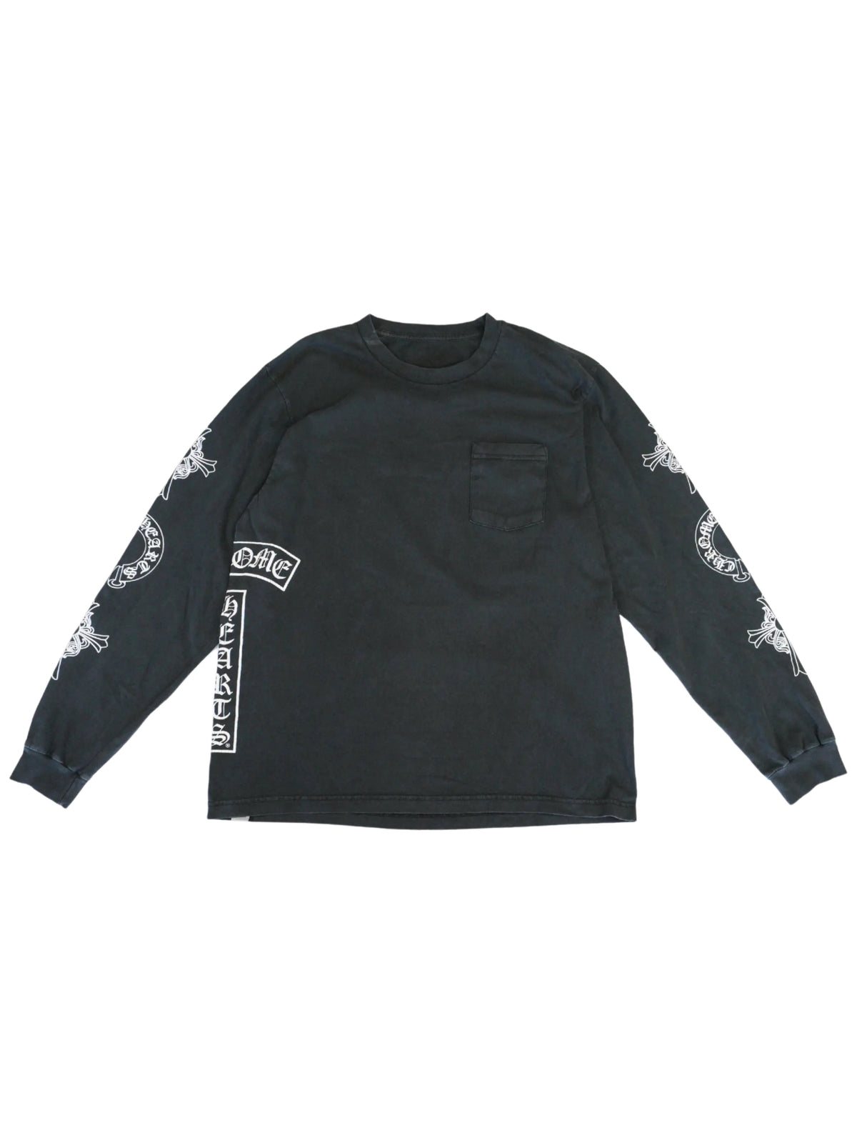 Chrome Hearts Family & Friends Soap Wash Multi Logo Print LS Tee Grey