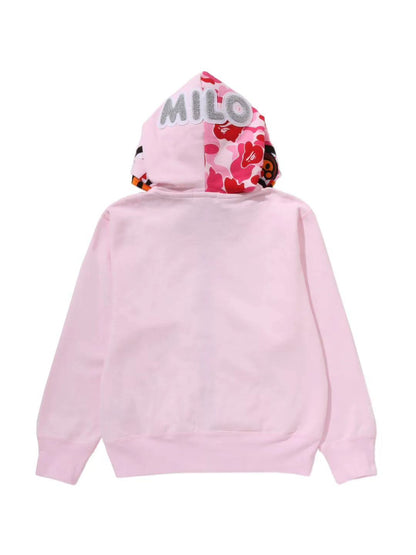 Bape Milo Shark Full Zip Double Hoodie Ladies Pink