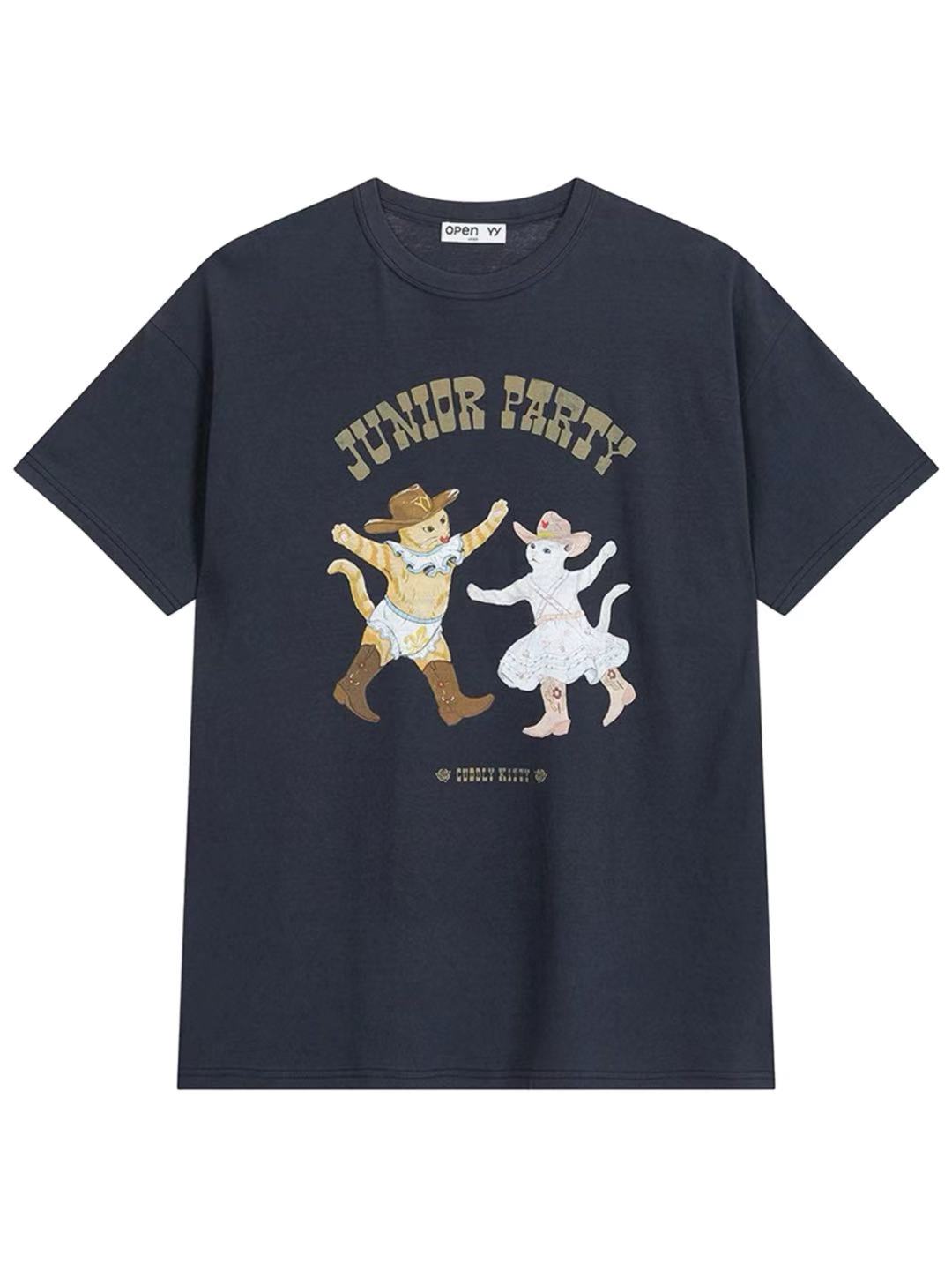 OPEN Yy Pet Club Kitty Party Tee Navy