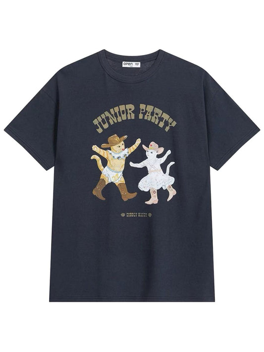 OPEN Yy Pet Club Kitty Party Tee Navy