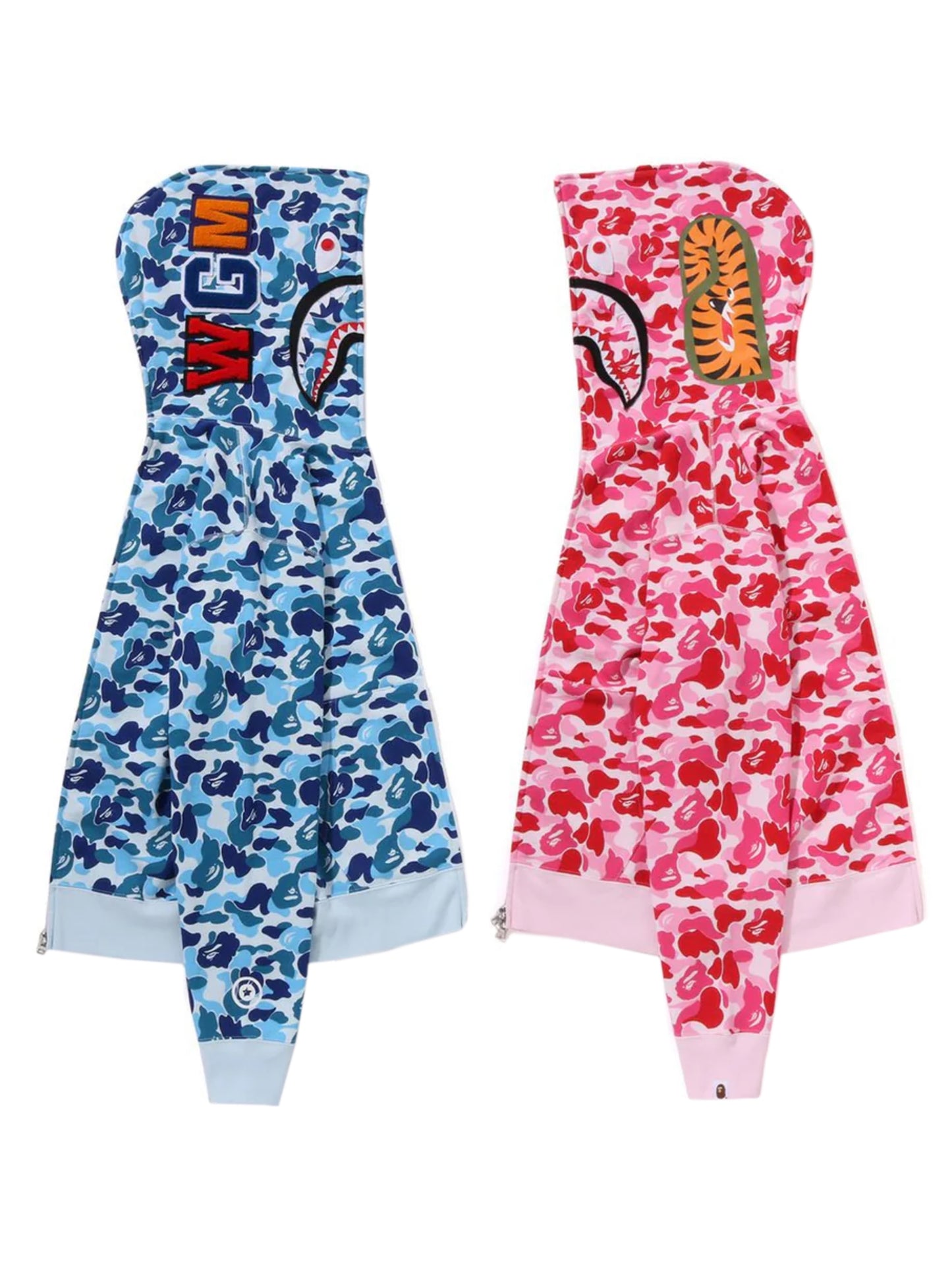 Bape Abc Camo Separate Shark Full Zip Hoodie Blue Pink