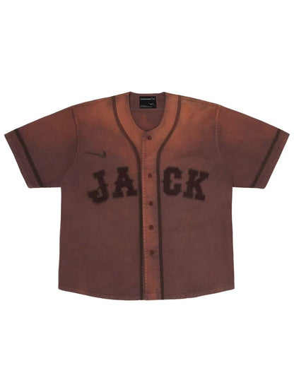 Travis Scott CJ X Fragment X Nike Tokyo Jack Retro Baseball Jersey Brown