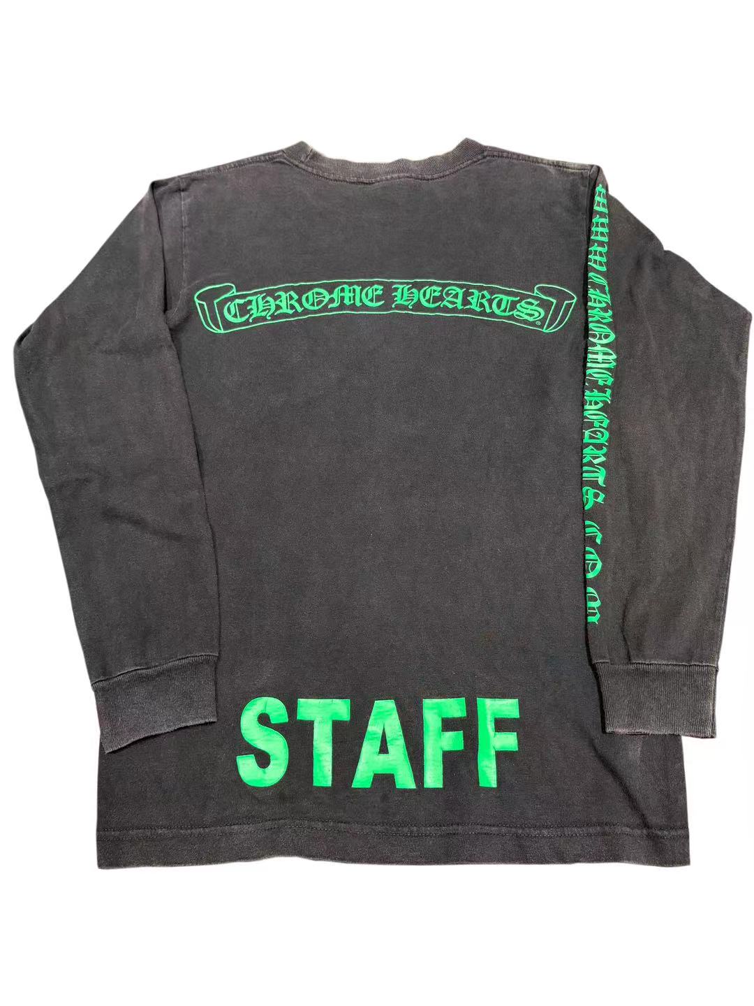 Chrome Hearts Green Scroll Staff Print Back with Website Sleeve Staff Exclusive LS Tee Black S C119017555-Used