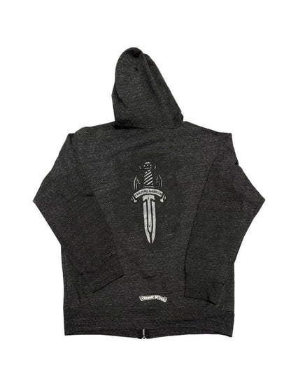 Chrome Hearts Gray Dagger Knit Zip Hoodie Grey XL C119017117-Used