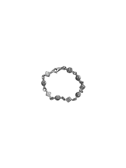 Chrome Hearts Silver Dice Cross Ball Lobster Clasp Bracelet 9 Links C219059709-Used