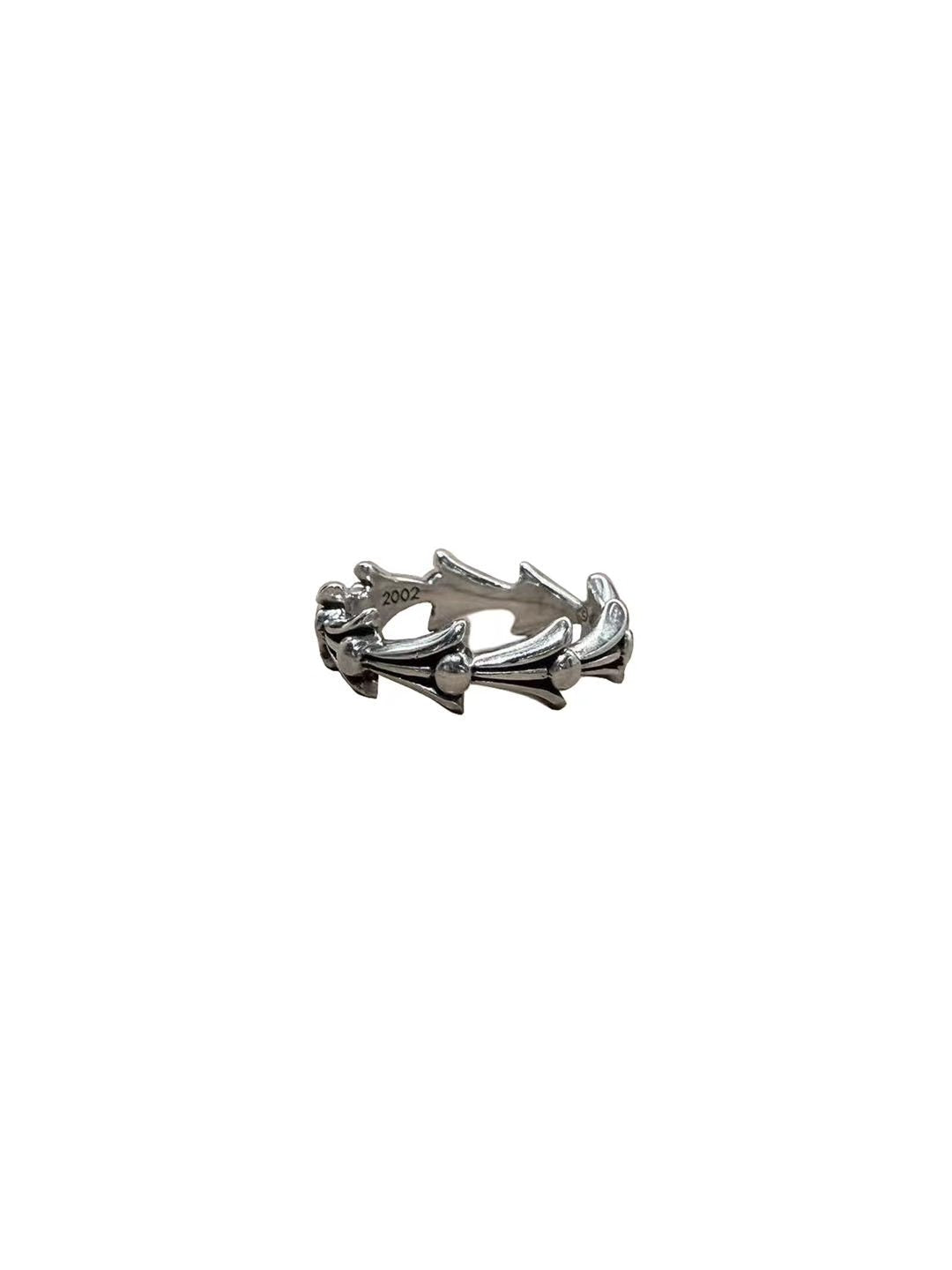 Chrome Hearts Silver Fish Bone Ring US 9 C119016541-Used