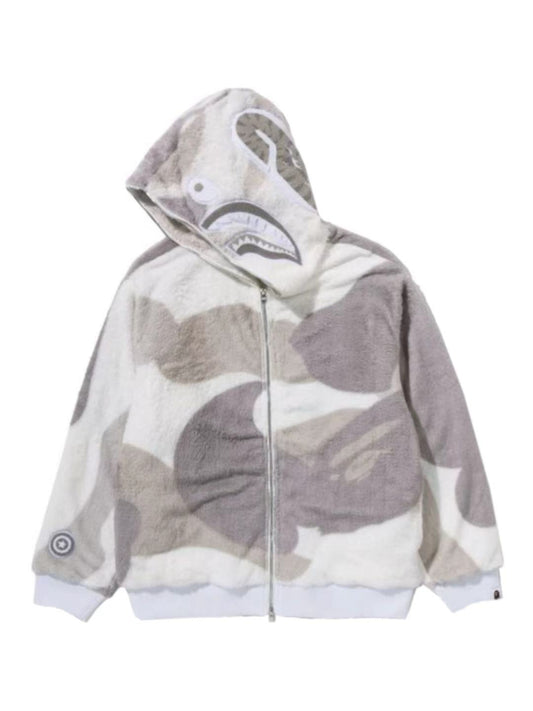 Bape Color Camo Shark Full Zip Sherpa Jacket Grey