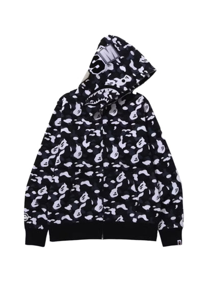 Bape x DSM Camo Shark Full Zip Hoodie Black